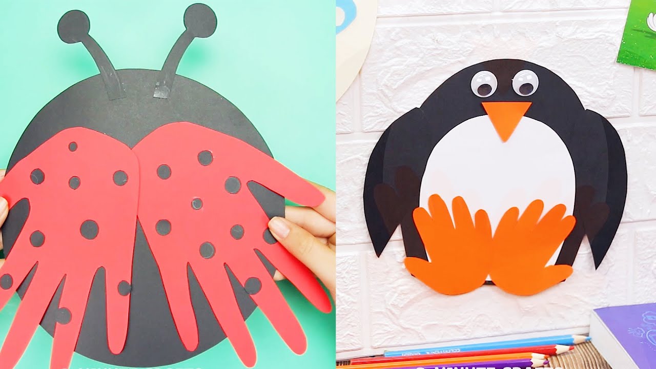 Recycled CD Ladybug Craft and Handprint Penguin Craft for Kids  || Everyday Crafts #shorts
