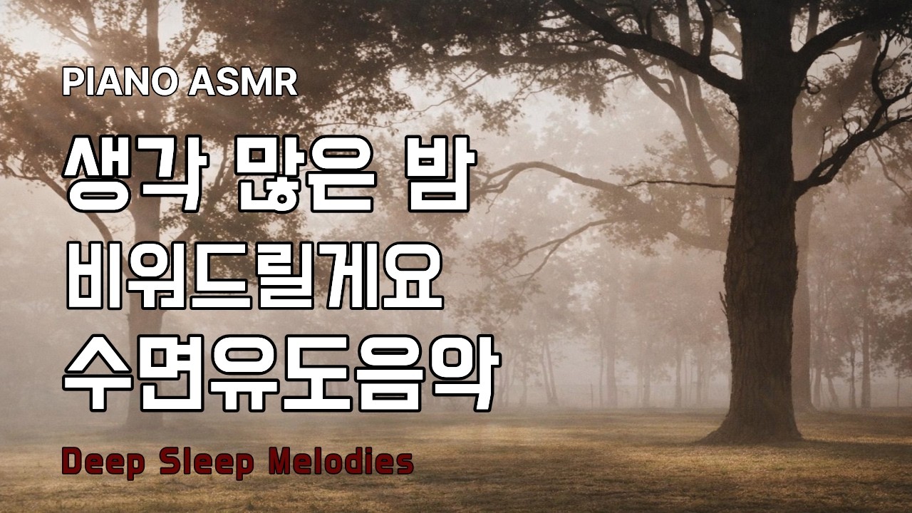 생각 많은 밤, 머릿속을 비워주는 수면음악｜피아노 ASMR｜잠잘때 듣는 음악 1시간 수면유도음악