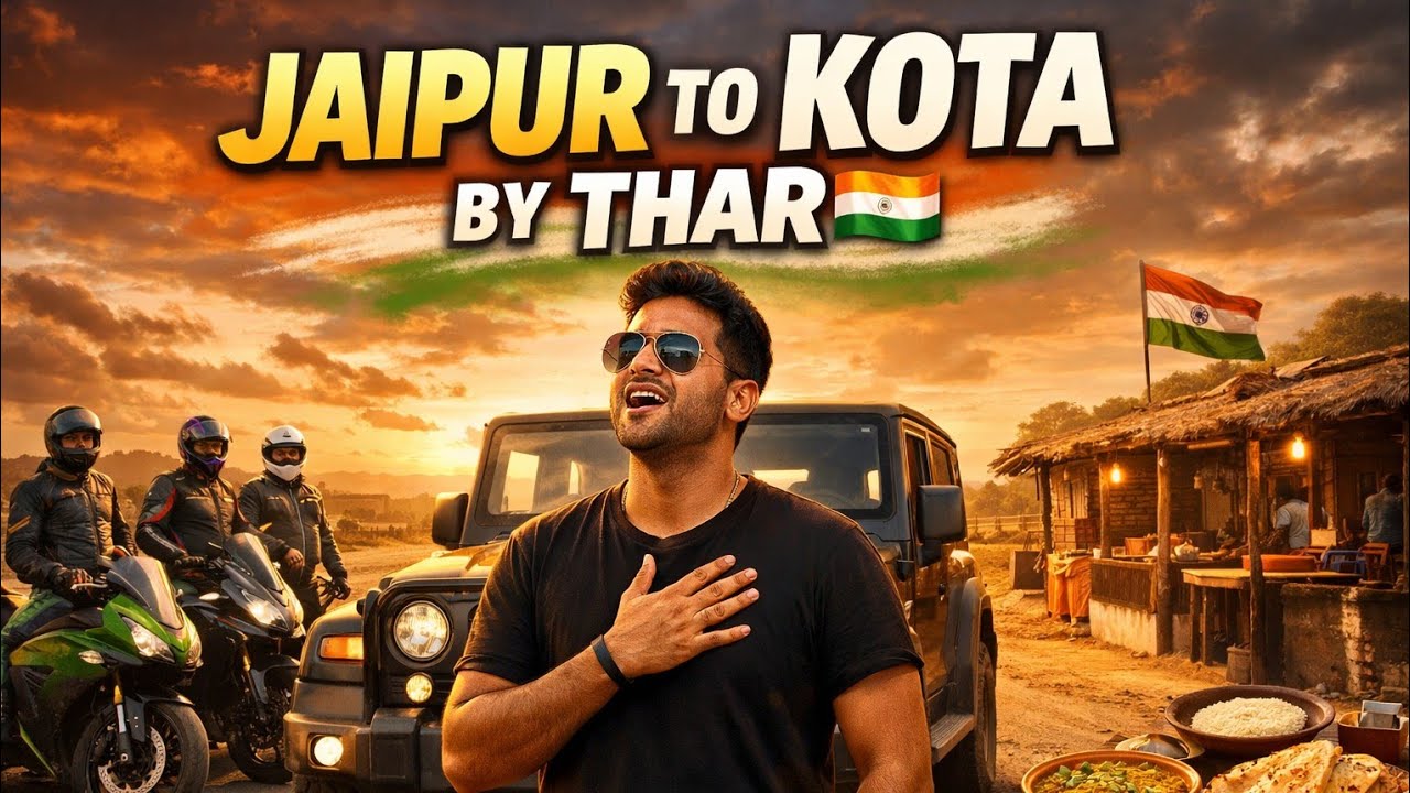 JAIPUR to KOTA in THAR 🚙 | Hidden Dhaba, Bike Riders & Patriotic Road Trip 🇮🇳