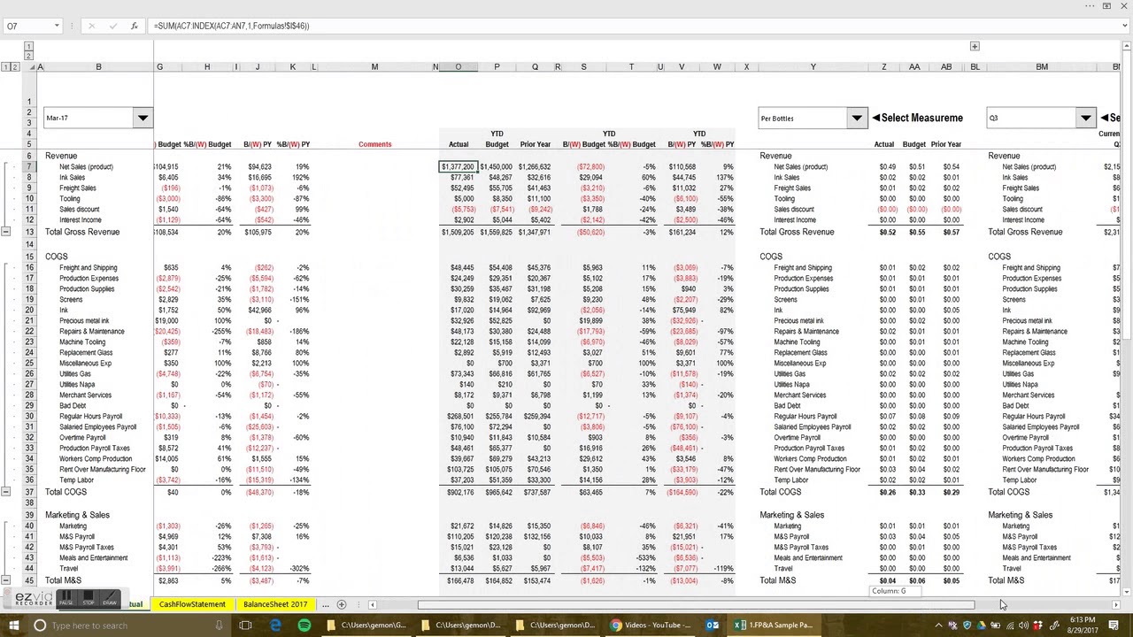 FP&A/Budget Versus Actual  Reporting with Dashboards and Graphs