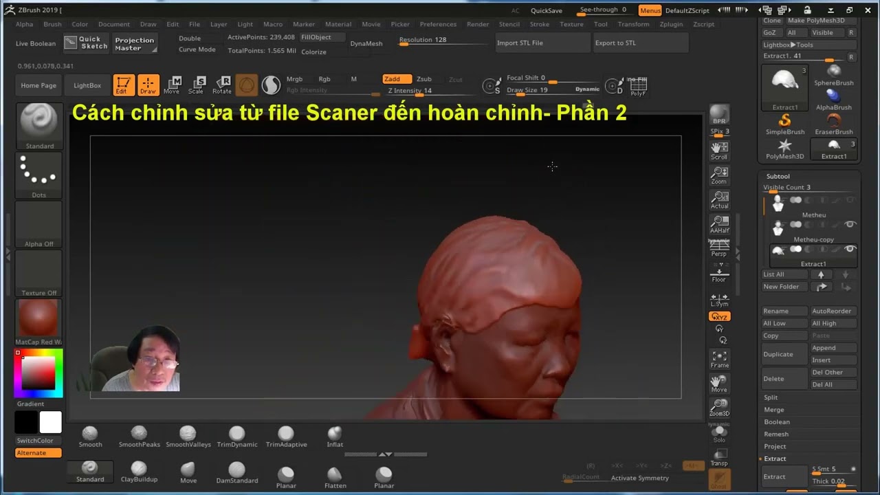 Zbrush 2021   Làm thế nào để chỉnh sửa từ A Z file scan stl hoàn chỉnh trong Zbrush   P2