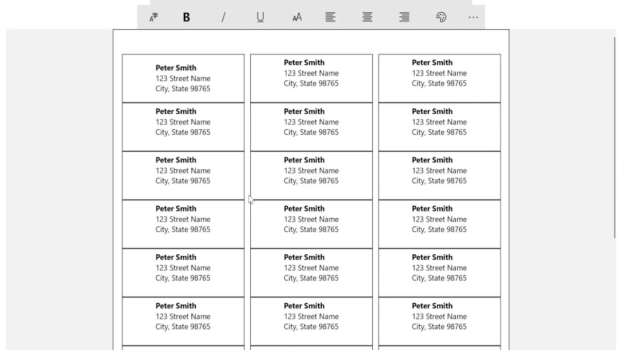 How to create a full sheet of return address labels