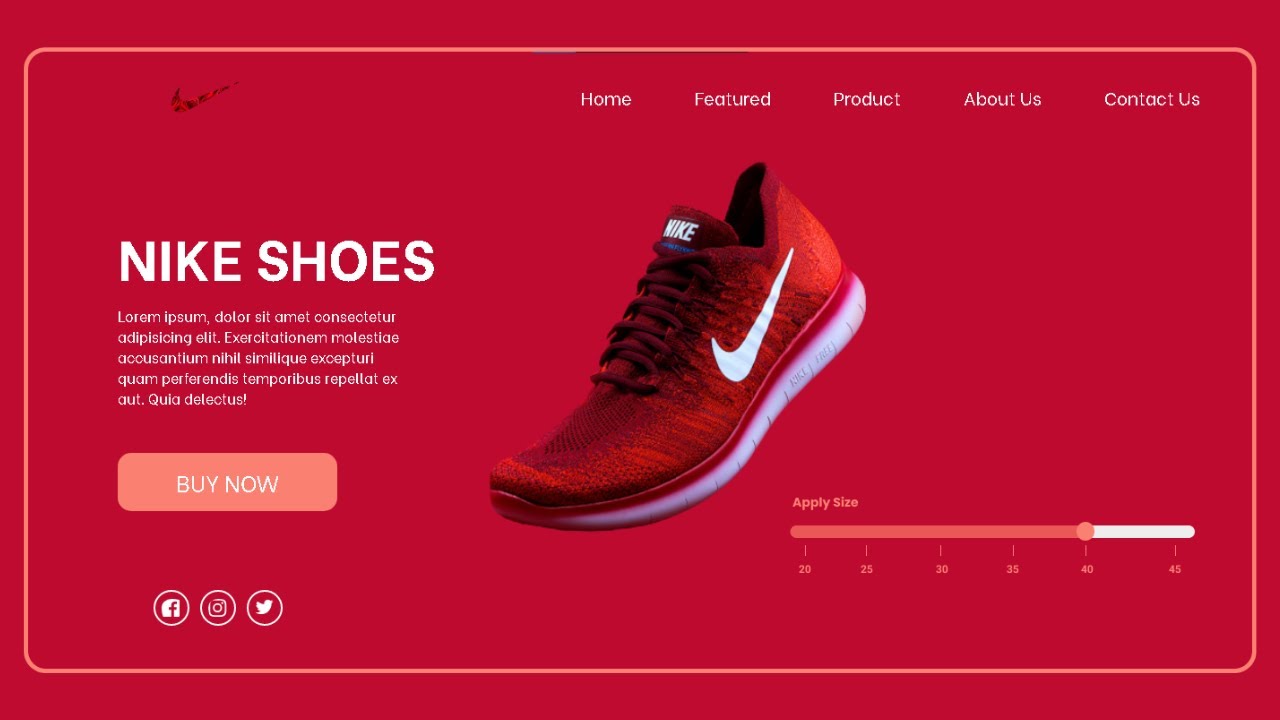 Awesome Landing Page Design For Nike Shoe Using Only HTML And CSS | Website Design HTML And CSS |