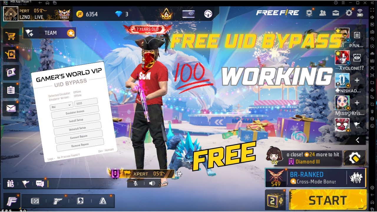 Free Fire Uid Bypass | Freee | 100% Safe for main ID |Remove Panel User in Game | Bypass
