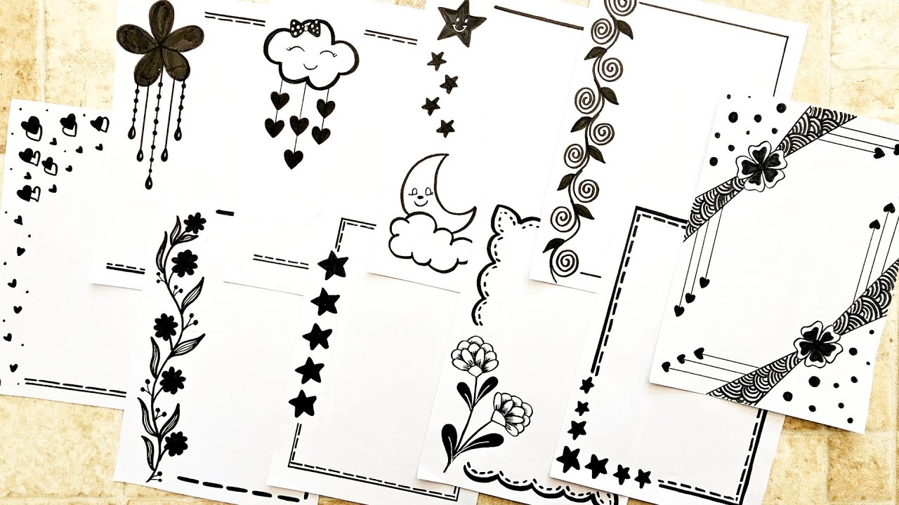 Beautiful Project Border Designs / Front page for Assignment &Notebook /Art Amateur