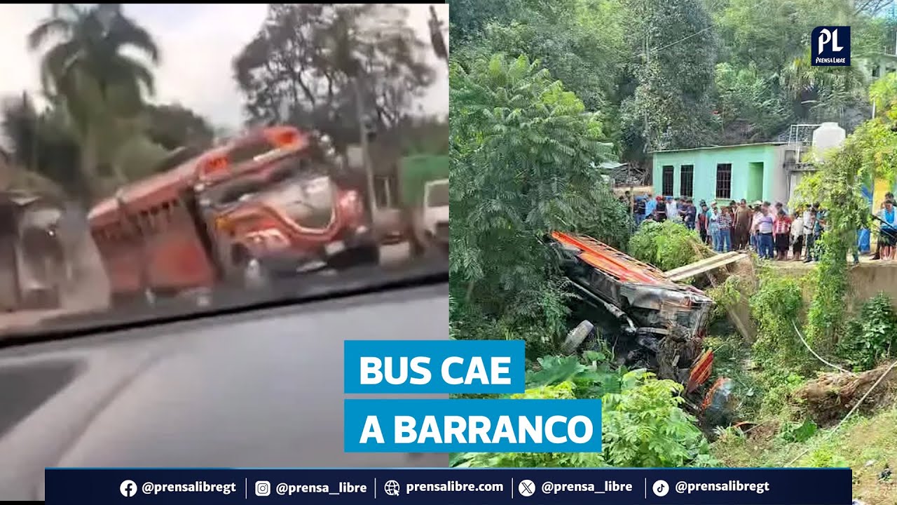 Bus cae a barranco en La Democracia; el accidente quedó grabado y no hubo víctimas mortales