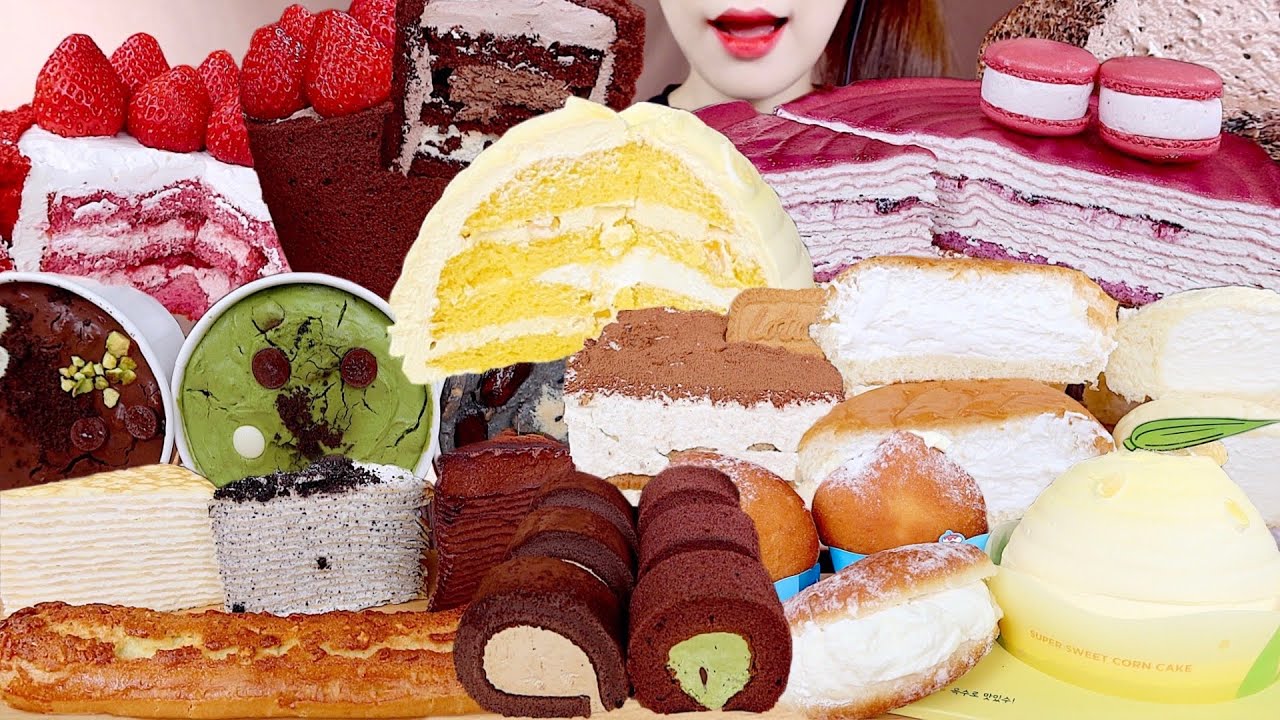 ASMR CREAMY CAKE PARTY🍰 BREAD, CAKE MUKBANG 크림가득 케이크🍰 크림빵 모음 먹방 eating sounds