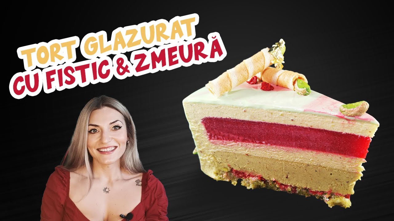 Tort cu Fistic, Zmeură și Glazură Spider Web
