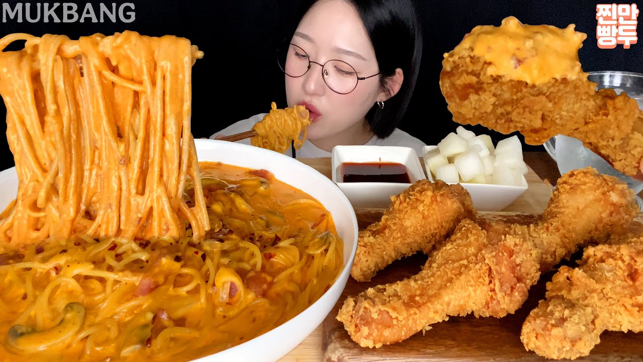 🔥Spicy Buldak Cream Pasta & Fried Chicken | KOREANFFOD MUKBANG