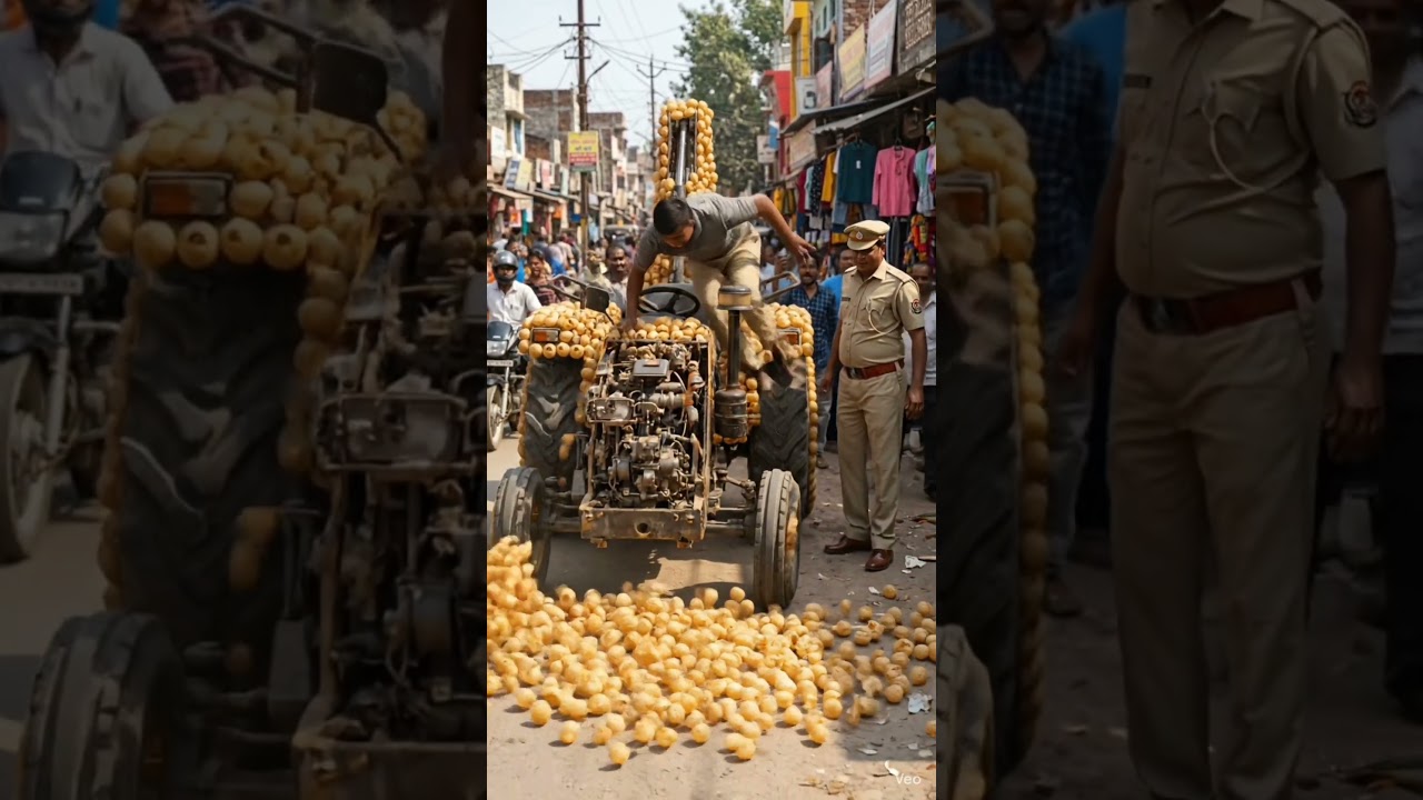 Police Checking Me Gire Hazaron Golgappe! 😂🚜#shorts #ai #aivideo #funny #viral
