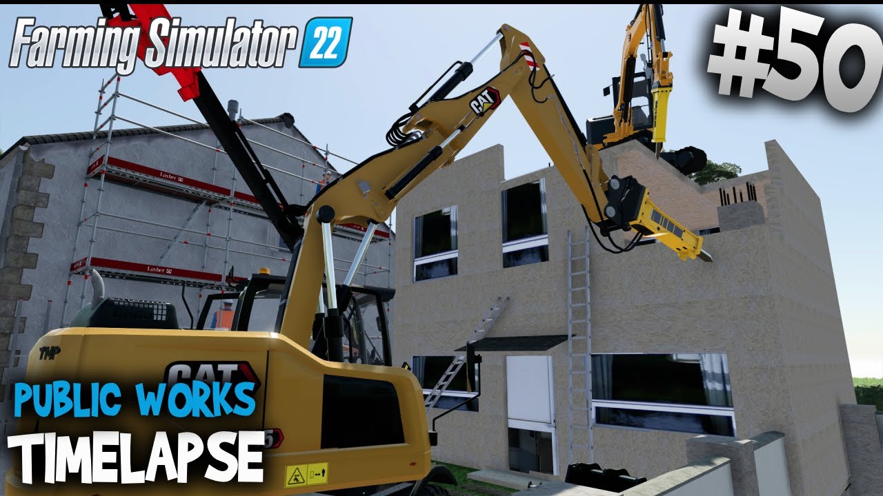 🚧 Impressive Demolition of a House with Heavy Machinery👷 Public Works in FS22
