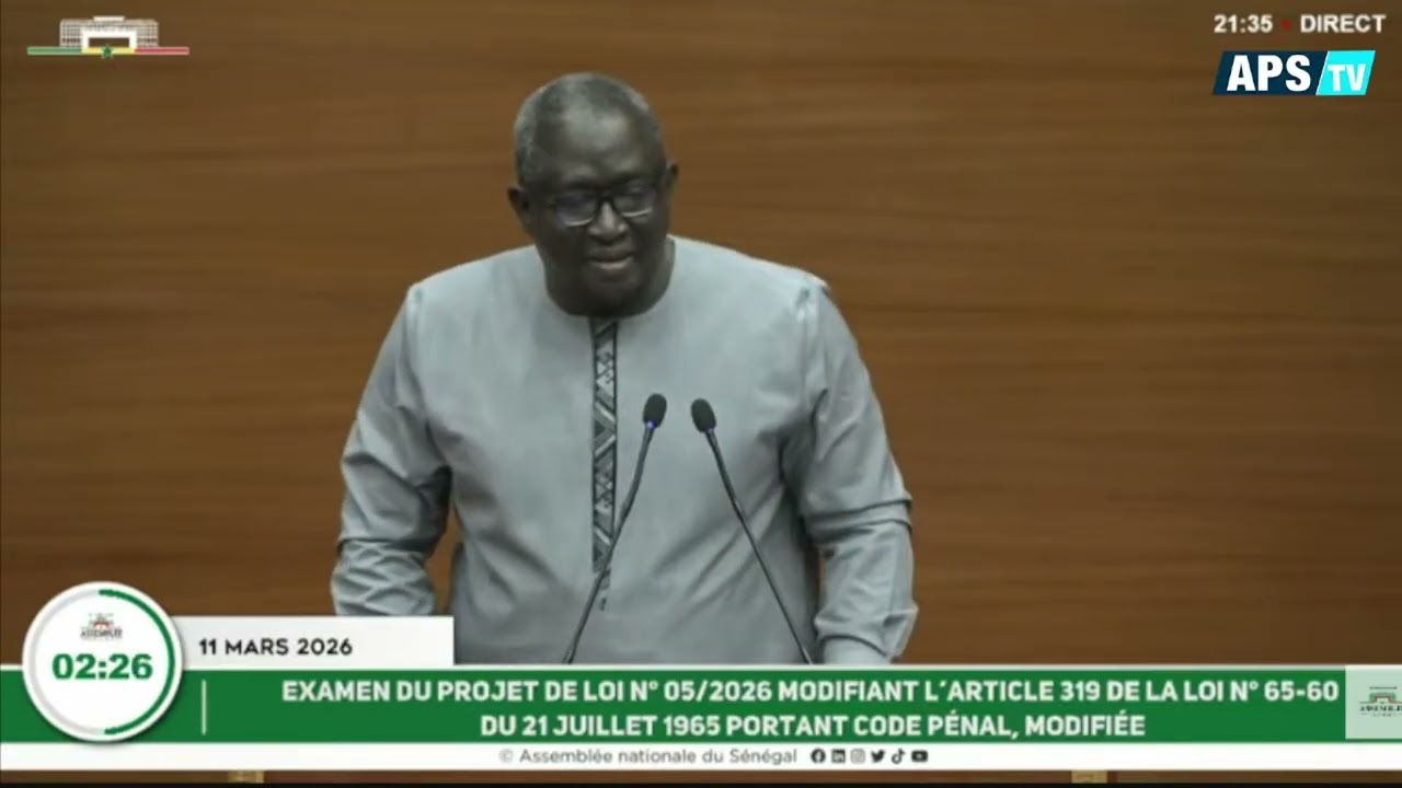 🔴 #DIRECT- Examen du projet de loi N°05/2026 modifiant l'article 319 de la loi N°65-60 du 21 Juil 6