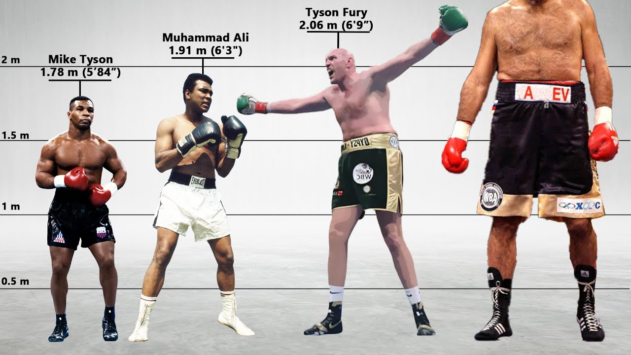 All World Heavyweight Boxing Champions Size Comparison  (1885 to 2024)