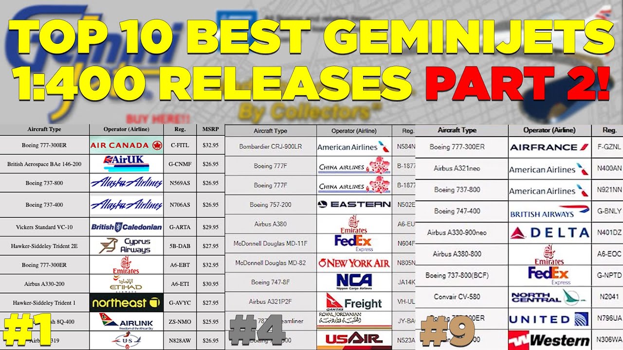 Top 10 BEST GeminiJets 1:400 Releases Part 2! (1998-2022)