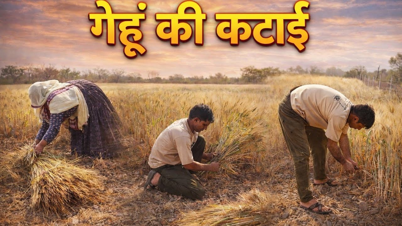 मेरे यहां ऐसे होती है गेहूं कटाई।गेहूं कटाई चालू हो गई।