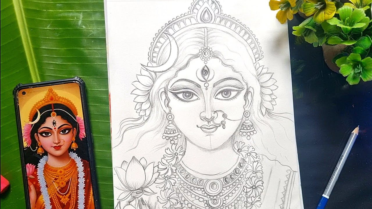 How to draw Maa Durga easy | Durga Thakur drawing part 1 | CTW