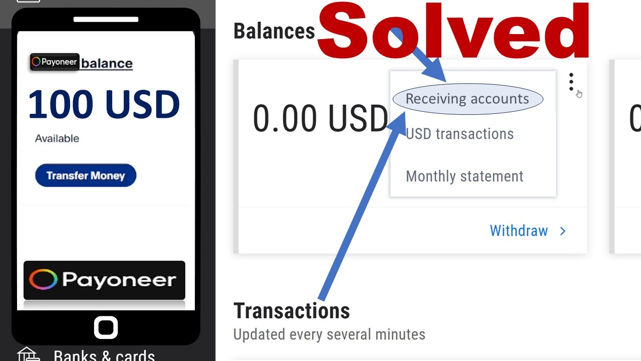 Payoneer receiving account not showing