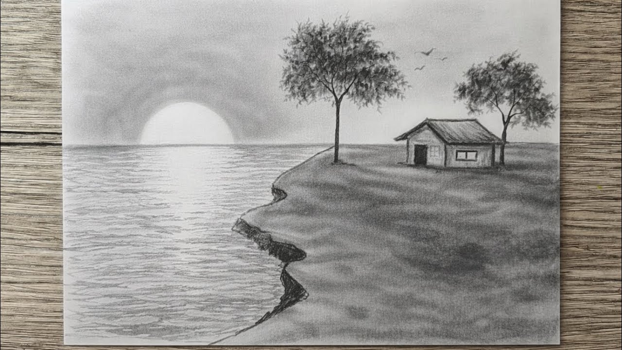 Zeichnen Lernen mit Bleistift || Einfach Landschaft Zeichnen Schritte- für-Schritte