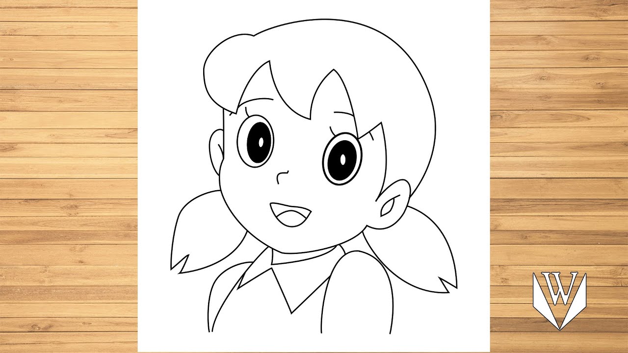 How to draw Shizuka Step by step, Easy Draw | Free Download Coloring Page