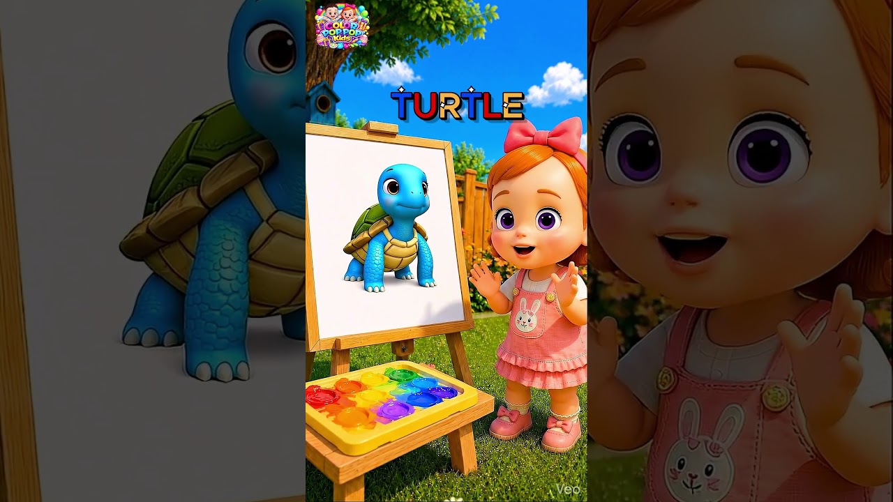 Draw and Read with Baby Goat, Deer, Turtle, Frog & Hamster | Color Pop Pop Kids #Shorts