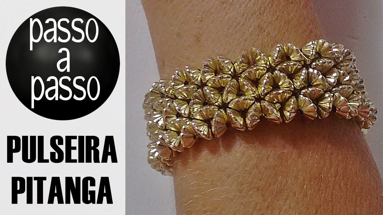 Como fazer  uma PULSEIRA com PITANGAS  na técnica do entrelaçamento