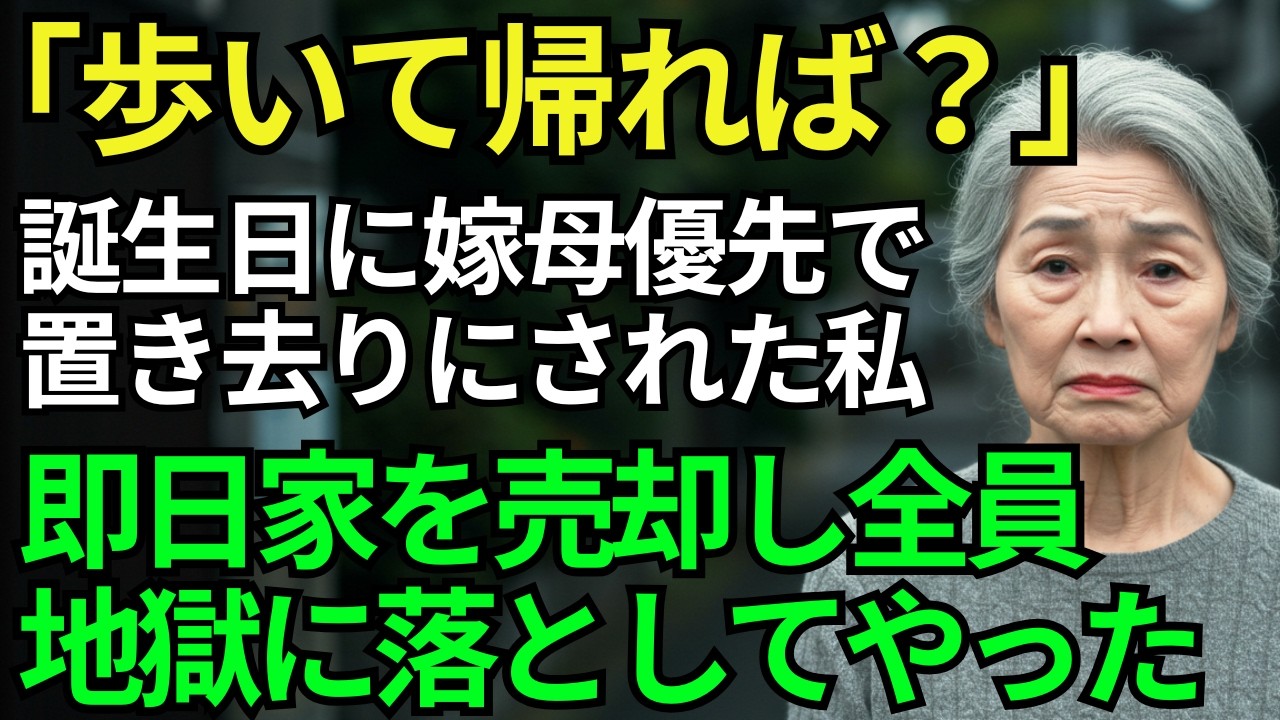 「歩いて帰れば？」誕生日に嫁母を優先して置き去りにされた私…黙って家を売却し全員地獄に【シニアライフ70代】