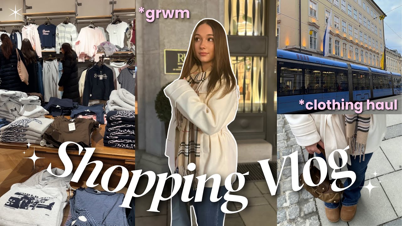 GRWM + SHOPPING VLOG 🛍️🎀 clothing haul *aesthetic day in Munich