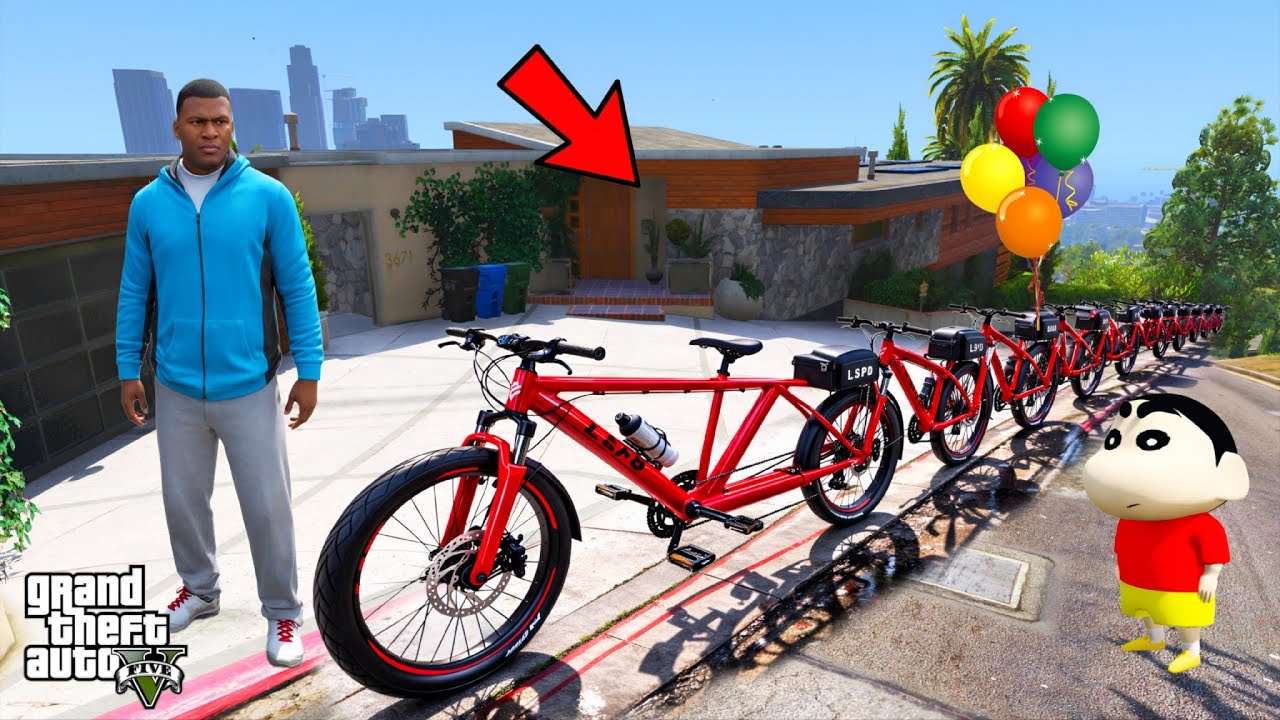 Franklin Make World Longest Cycle for Shinchan & Chop Playing IN GTA V