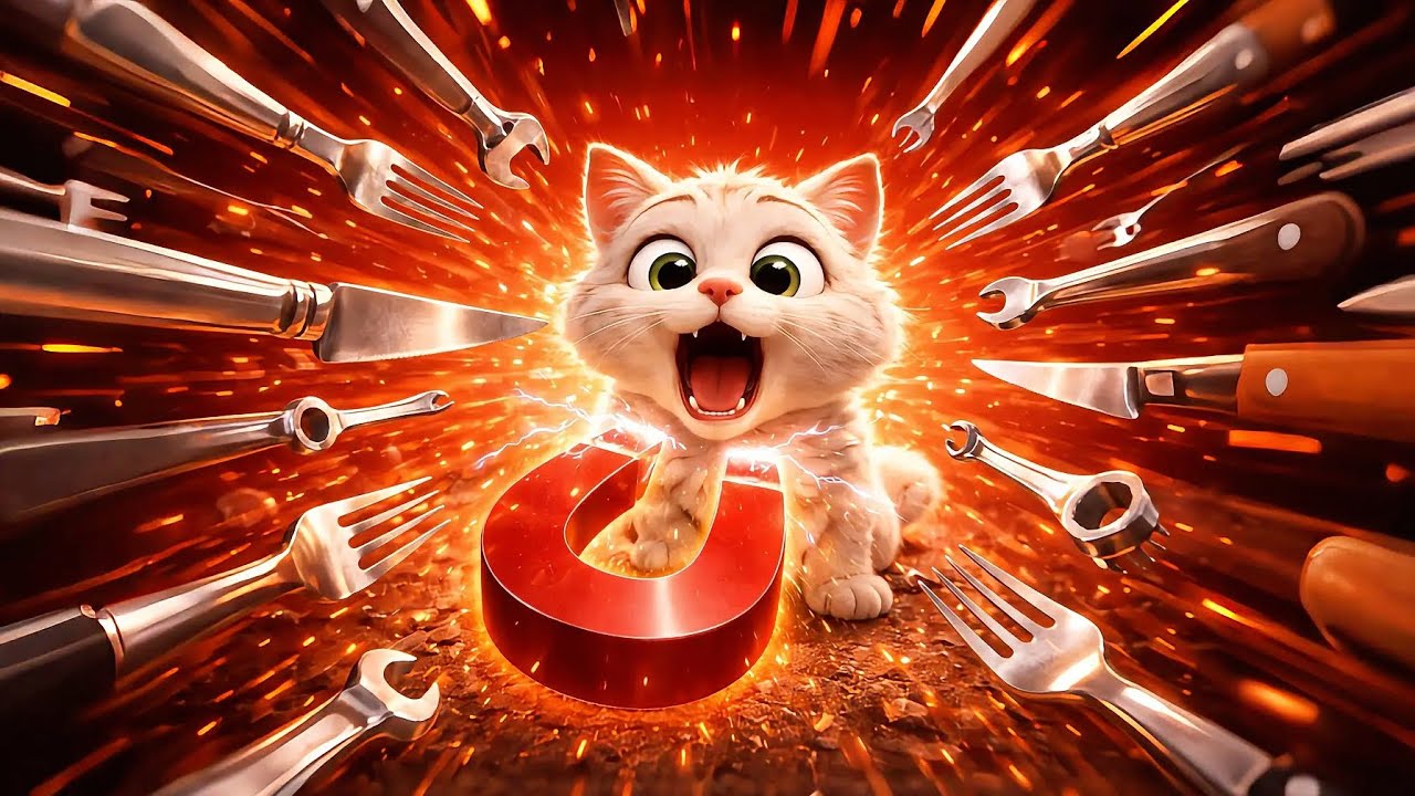 OMG! Cute Kitten Ate a MAGNET! 🧲😱 (He Stuck to a PLANE!)