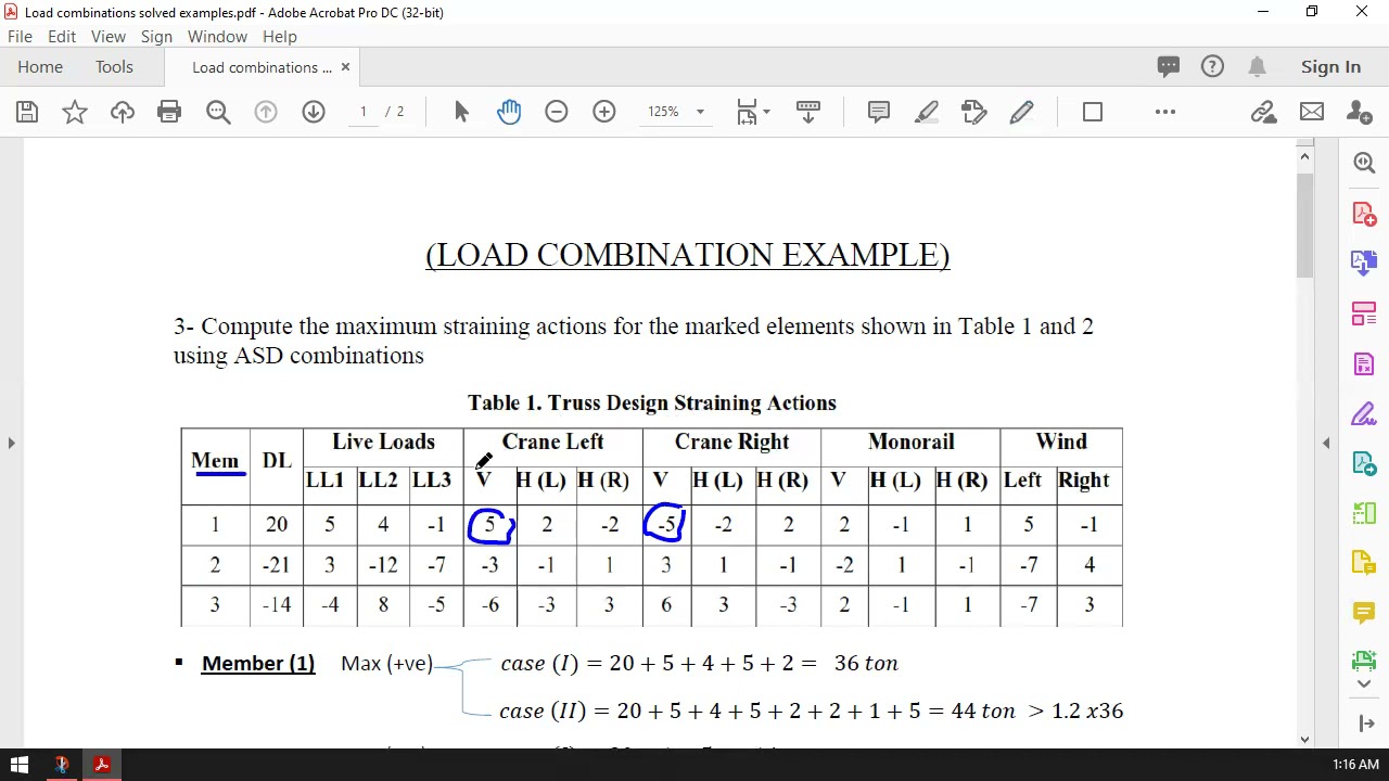 Steel 1 - Load Combinations