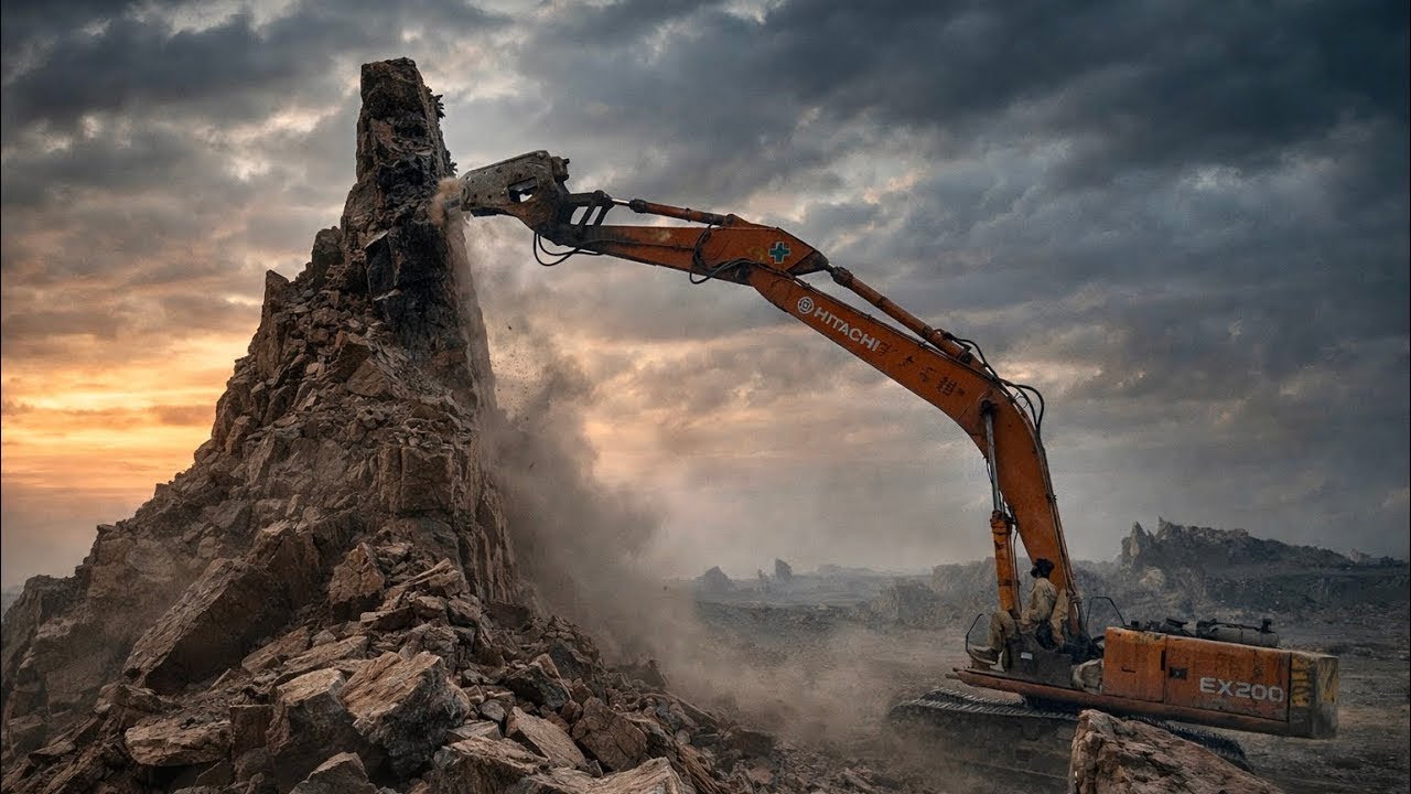 HILL DESTRUCTION: How to Break a Hill with an Excavator Machine! #excavators #stonemachinery #jcb