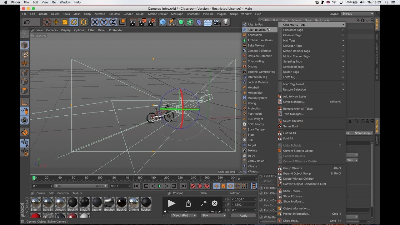Align to Spline Tag in Cinema 4D