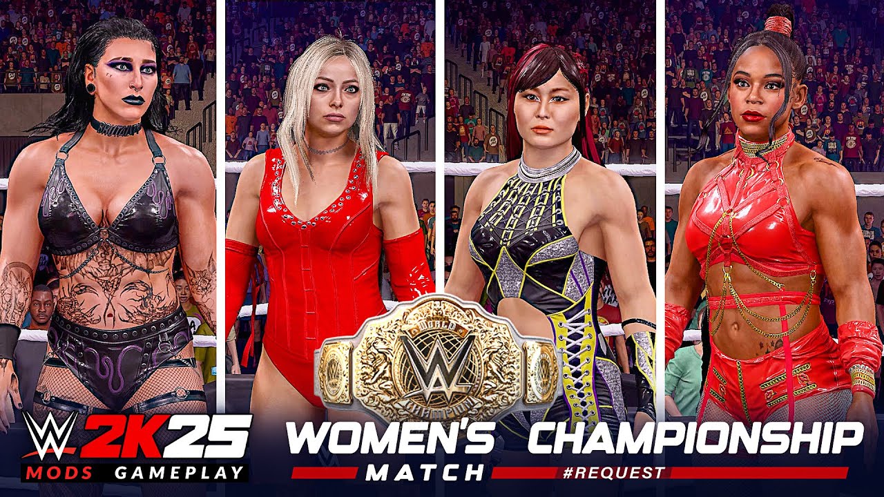 WWE 2K25 Риа Рипли против Лив Морган против Айо Скай против Бьянки Белэйр за титул чемпиона WWE с...