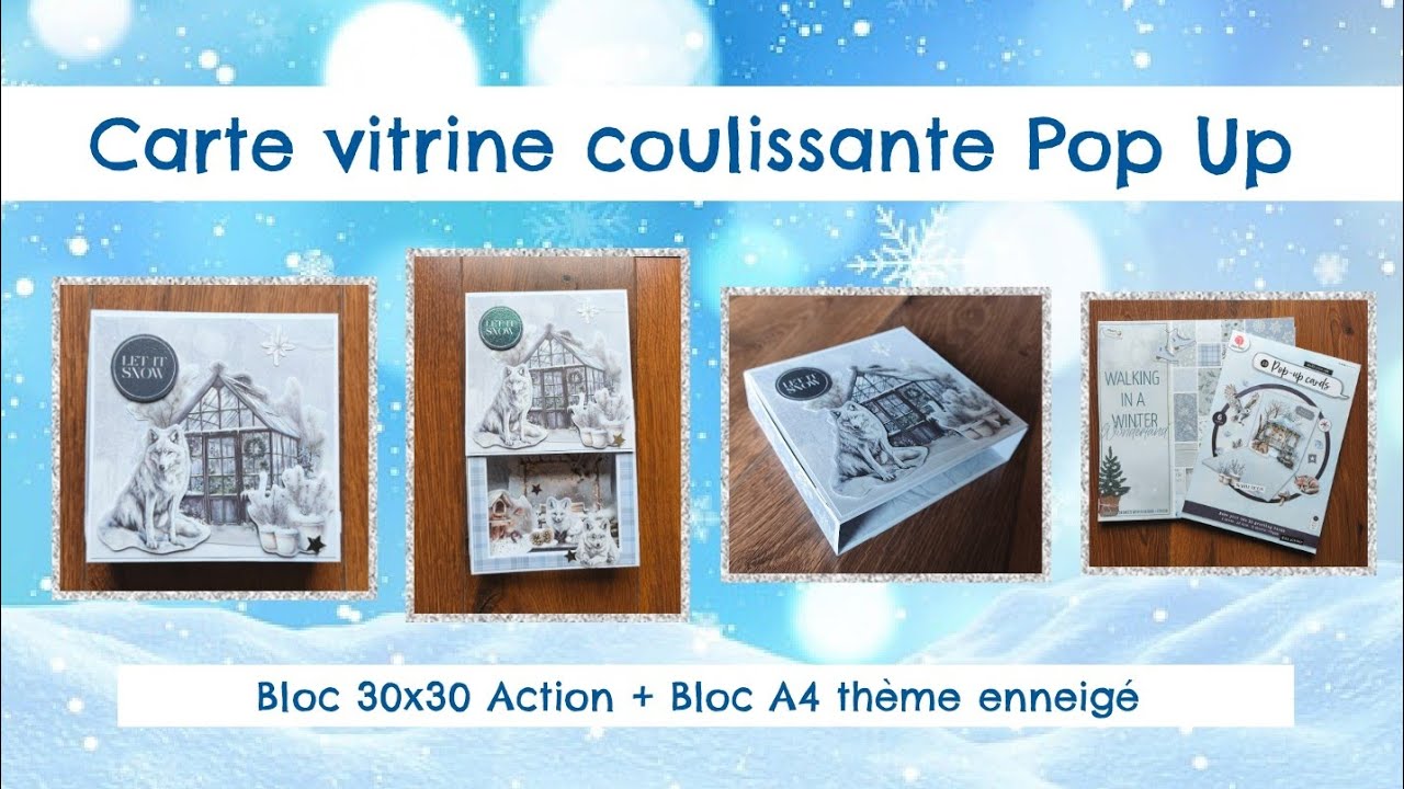 TUTO SCRAP Carte Vitrine coulissante Action th&egrave;me hiver ❄️🐺