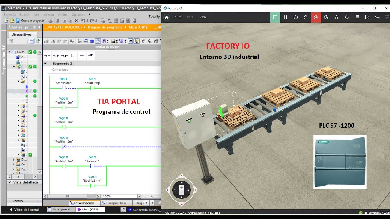 Curso Tia Portal Desde Cero #5 Control de rodillos en Factory IO con Tia Portal mediante PLCSIM