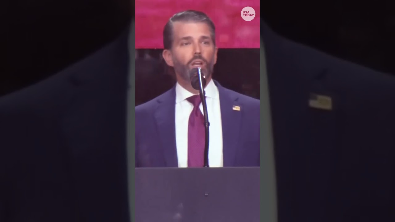 Donald Trump Jr. does impression of father at Charlie Kirk memorial #Shorts