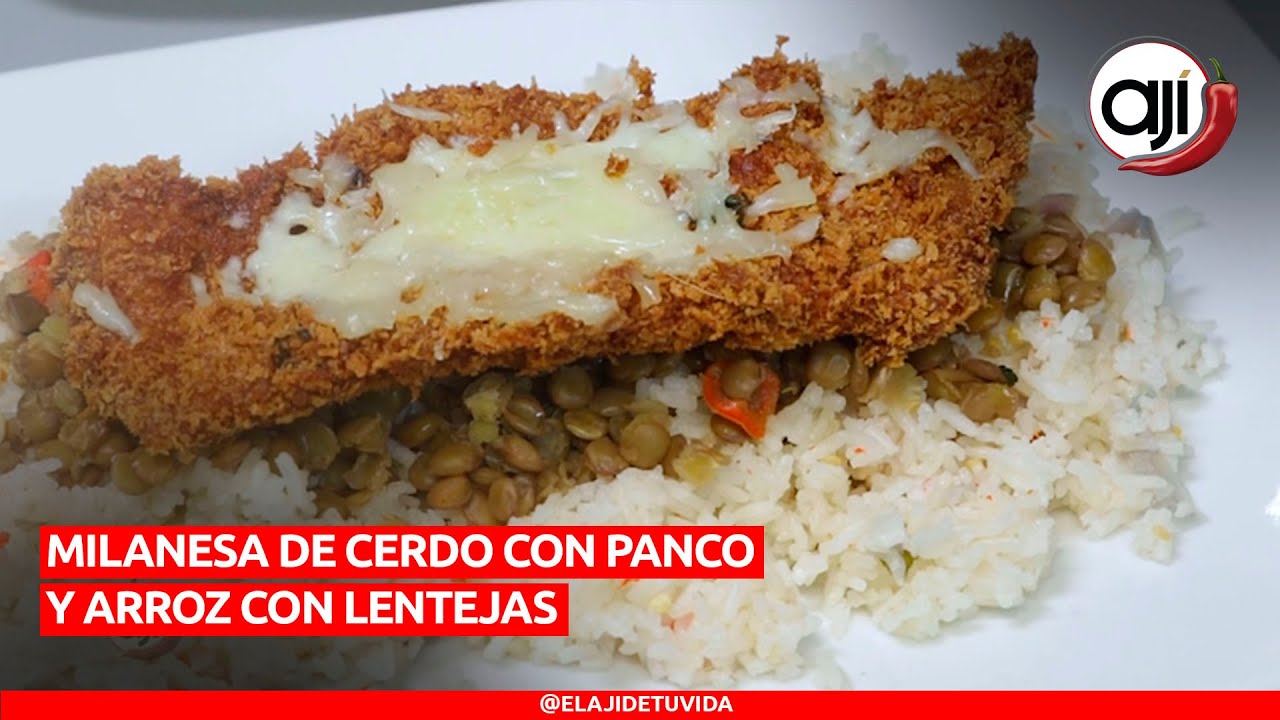 Receta de milanesa de cerdo con panco y arroz con lentejas | Ají