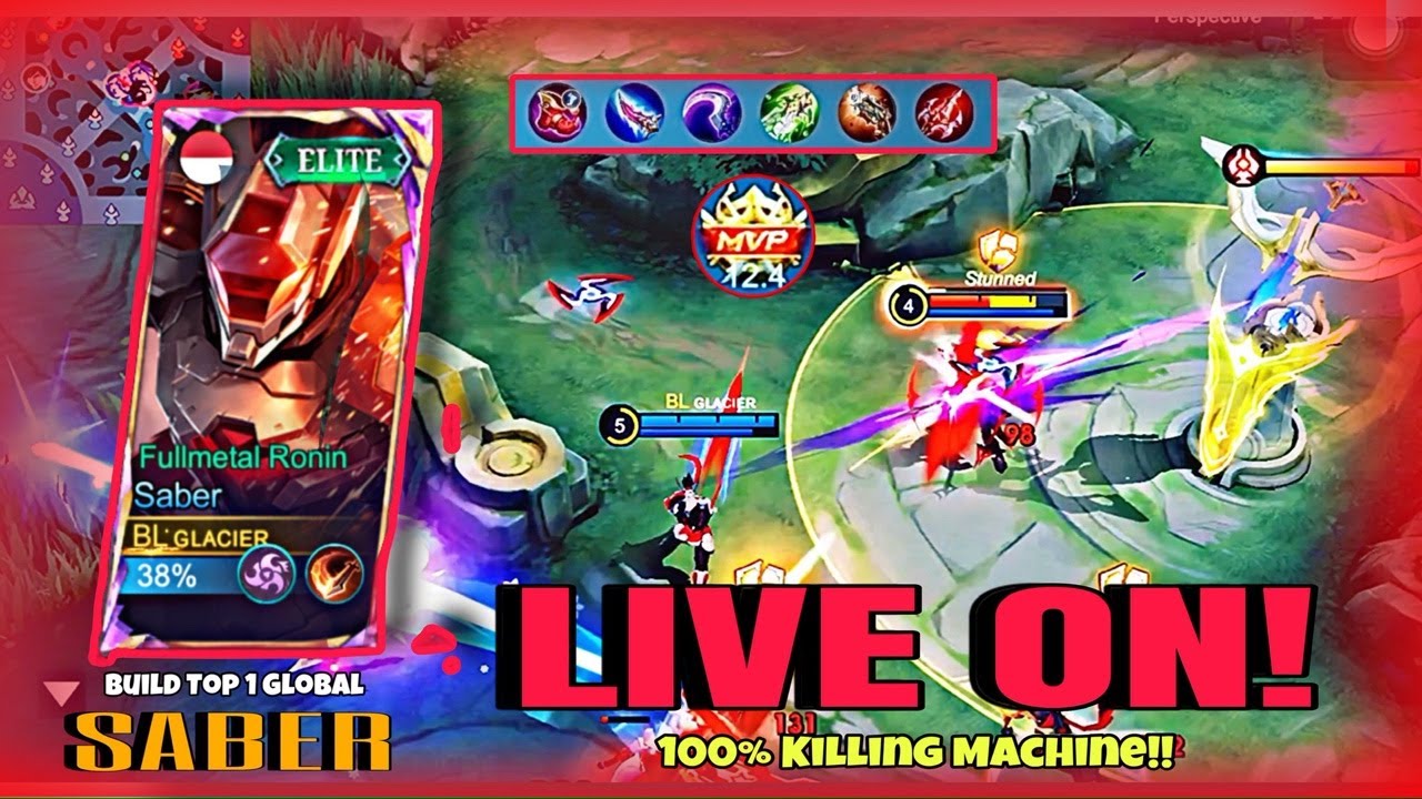 Mlbb live Best Item for Saber 100% Killing Machine!! - Build Top 1Global Saber - MLBB