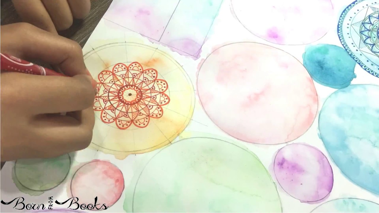 Orange Mandala on Watercolour Wash | Timelapse