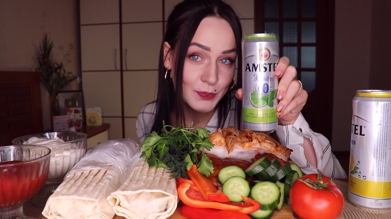 MUKBANG | шаурма, курица гриль ( + видео с дня рождения ) | shawarma, grilled chicken не ASMR