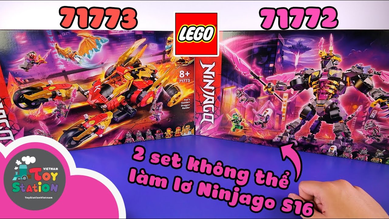 Lắp ráp 2 bộ LEGO Ninjago 71773 Xe Rồng Vàng của Kai và 71772 Crystal King ToyStation 706
