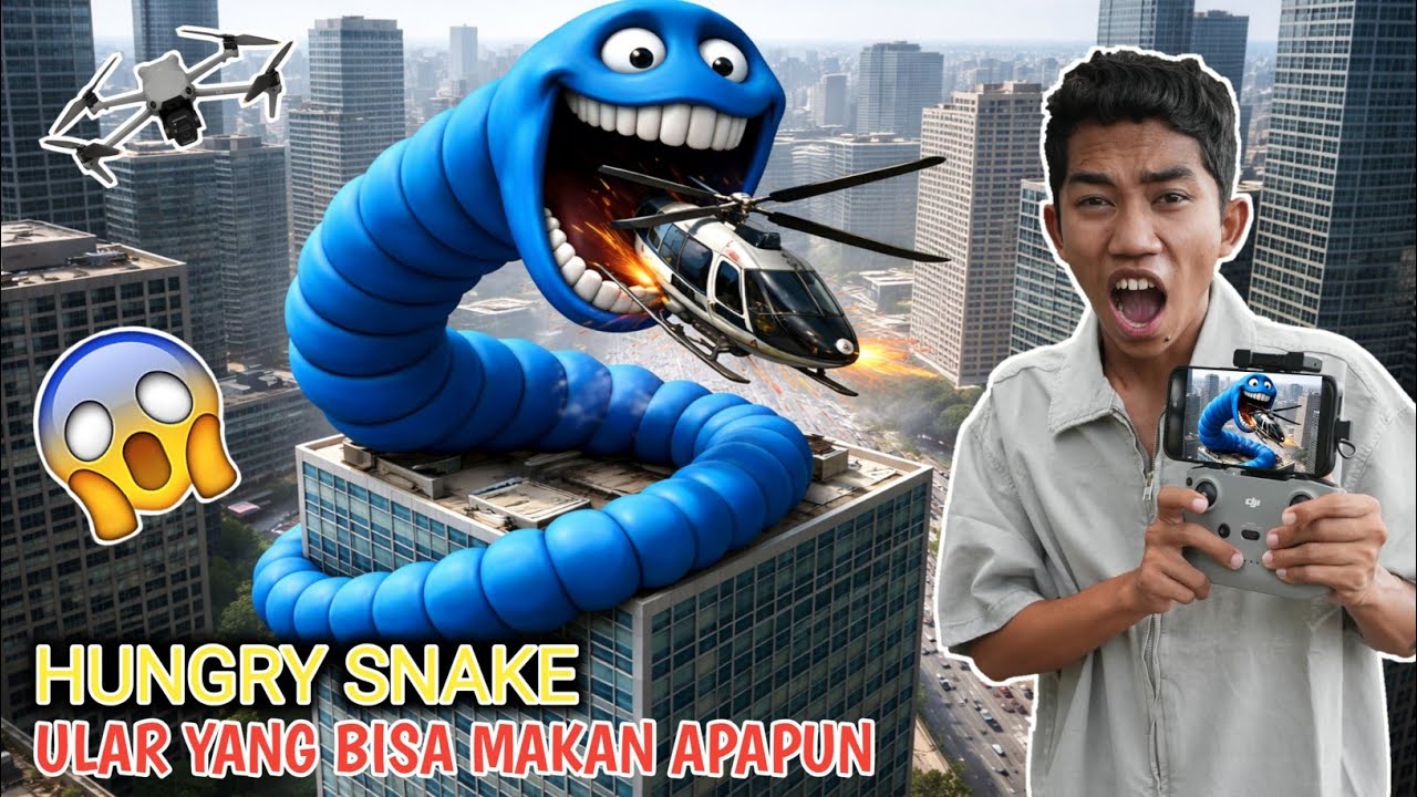 DRONE MENANGKAP NAMPAK HUNGRY SNAKE RAKSASA MUNCUL DIDUNIA NYATA MUNCUL??😱 | Mikael TubeHD