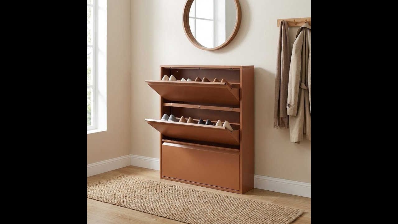 Scarpiera in metallo 3 ante mattone 80x14,2x103,2 cm - Emy