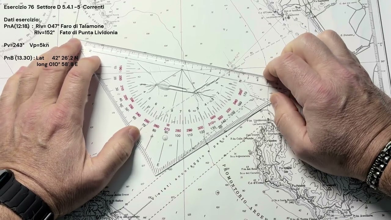 Patente Nautica ep. 76 - Carteggio Oltre Mappa 5D - Correnti (Esercizio 76 - 5.4.1-5)