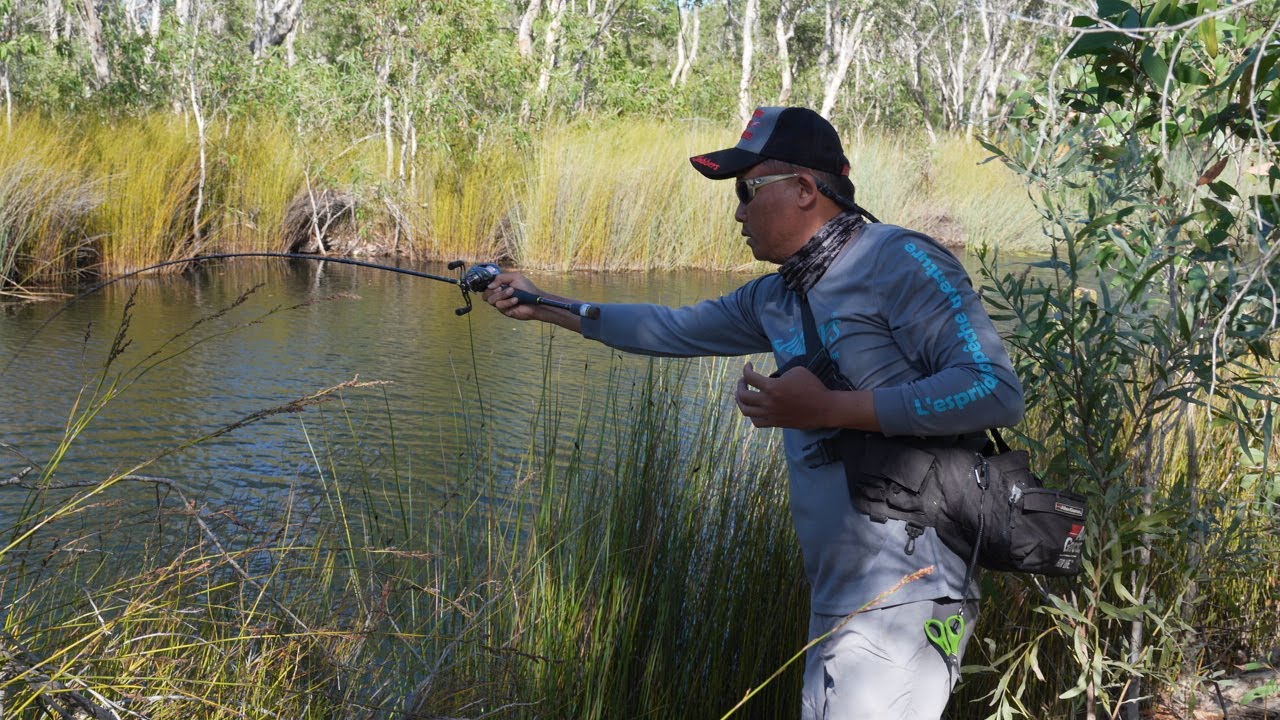 Getting smoked by a big Barramindi, Remote fishing Australia
