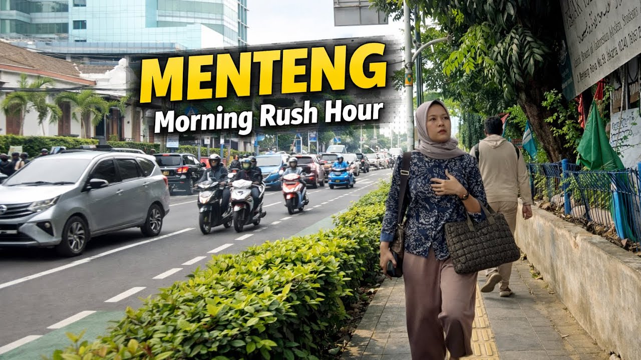 Jakarta Morning Rush Walk from Menteng Raya to Cikini Raya, Office Hour ASMR Walking Tour