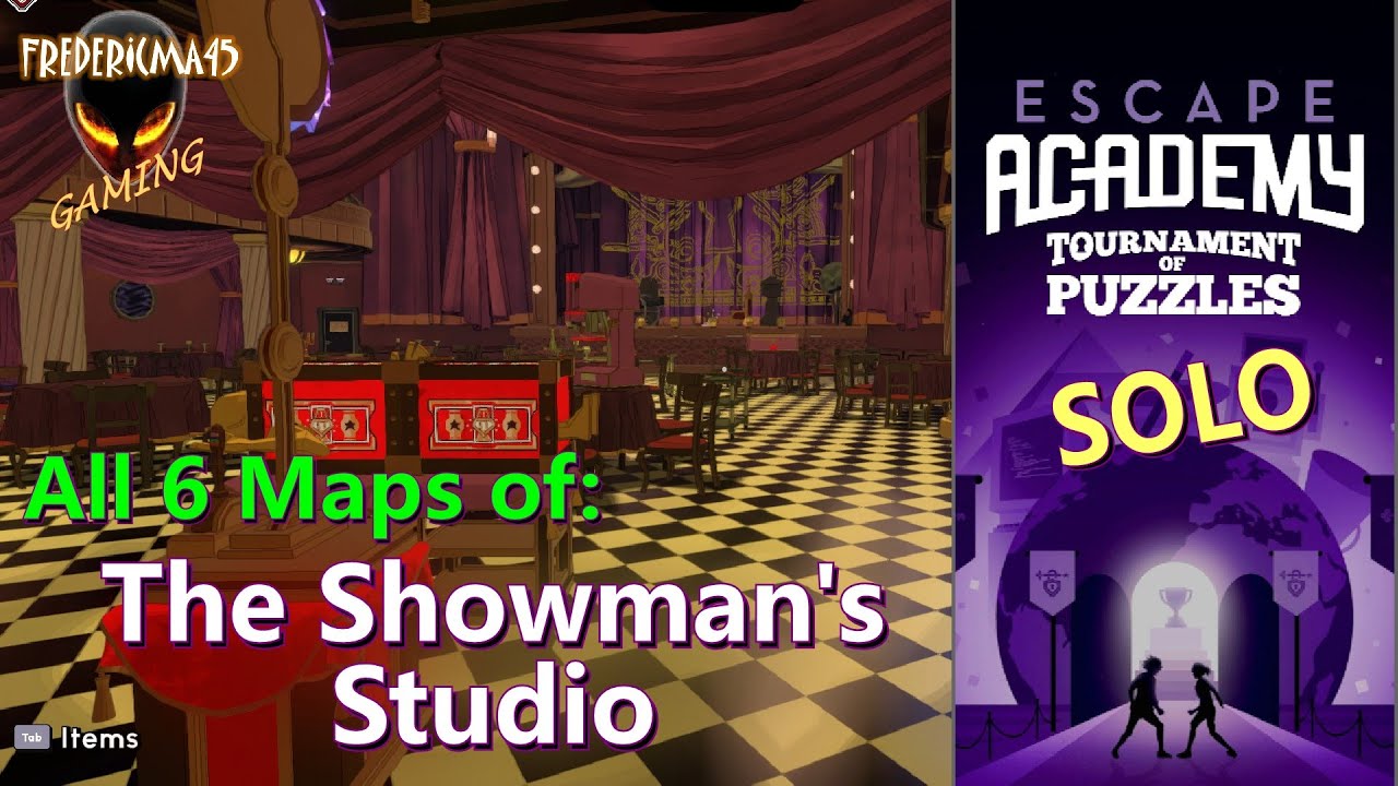 Escape Academy TOURNAMENT OF PUZZLES Solo - The Showman's Studio / All 6 Maps