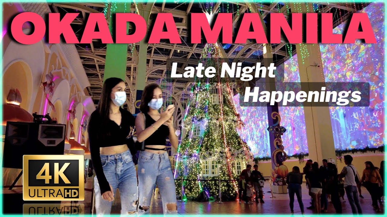 LATE NIGHT WALKING TOUR at OKADA MANILA: Premier Casino Resort in Parañaque, Philippines 4K 🇵🇭