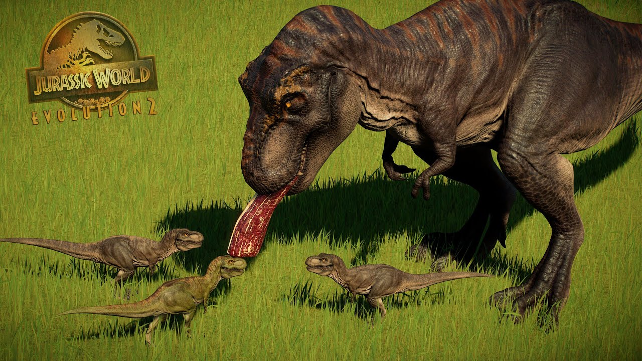 CRIAS DE ULTIMO TIRANOSAURUS REX DEL PARQUE y ataque a familia dinosaurio Jurassic World Evolution 2
