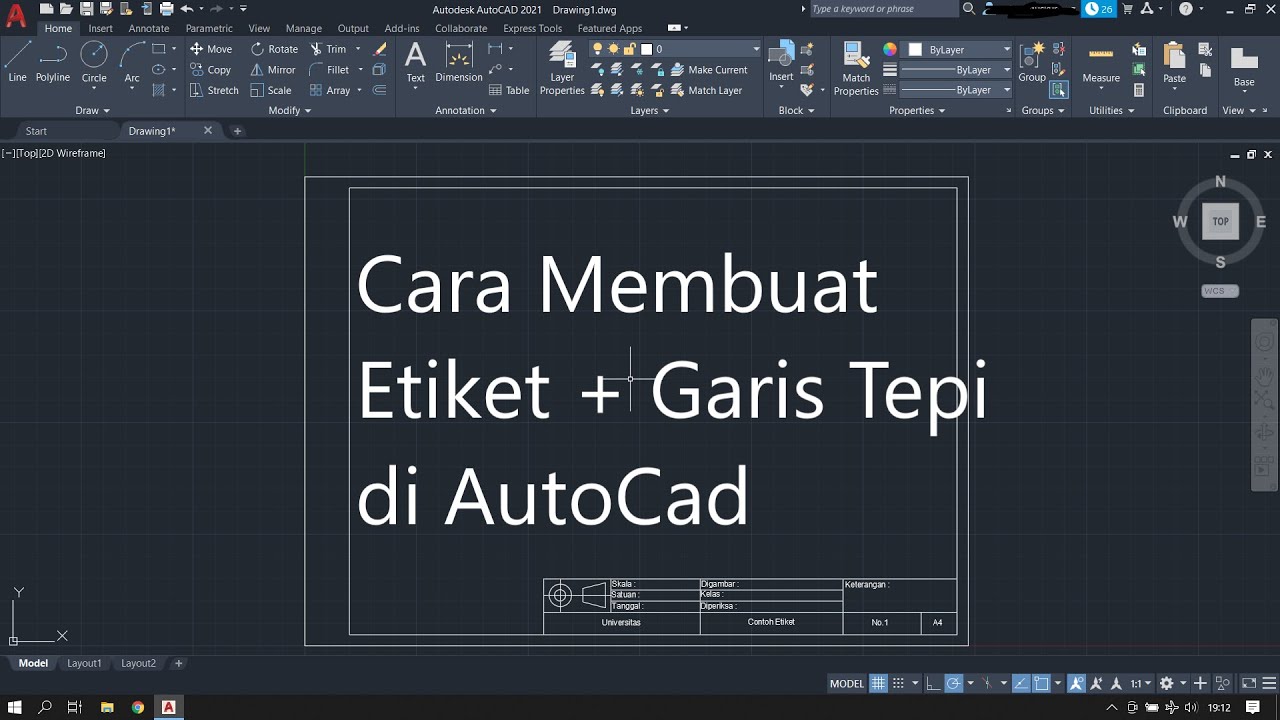 Cara Membuat Garis Tepi dan Etiket Gambar Teknik Kertas A4 di Autodesk AutoCad